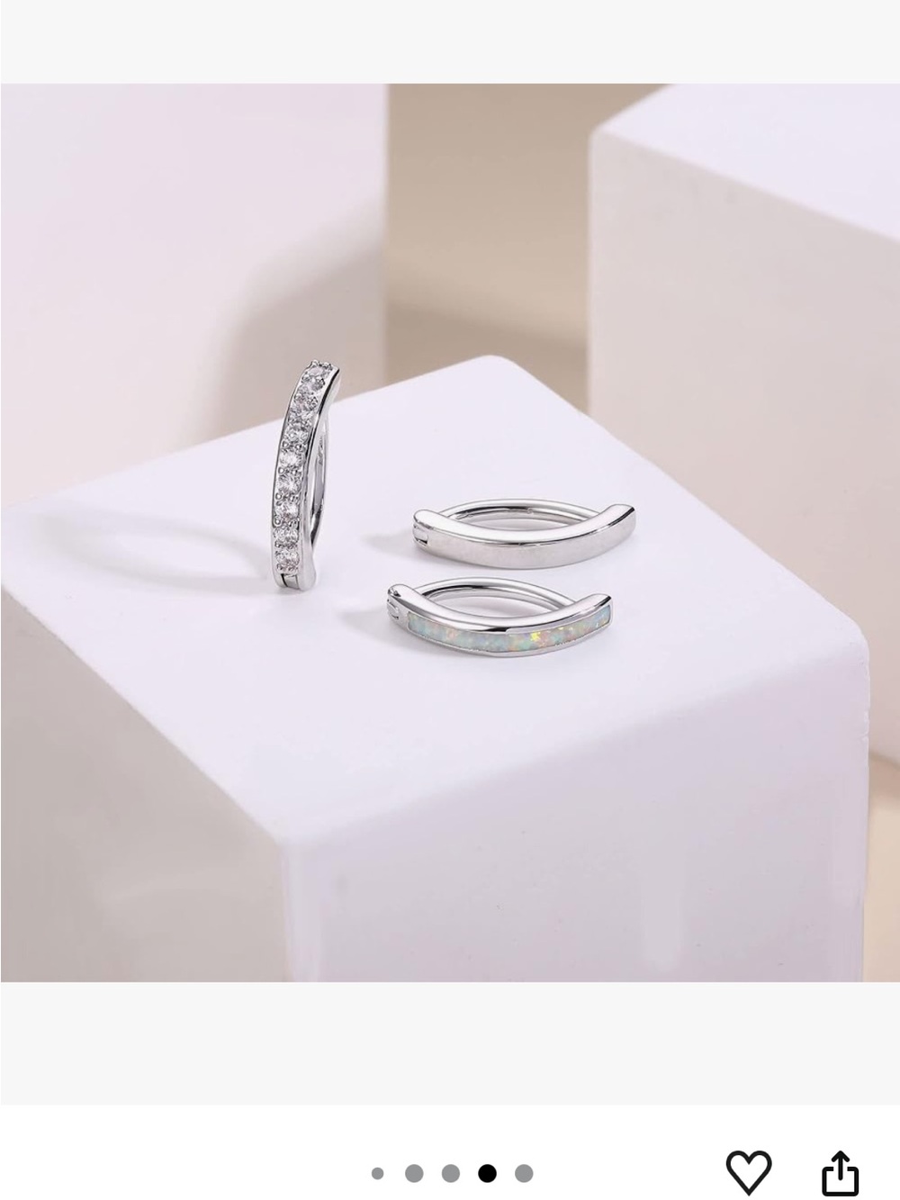 Opal / CZ Look Stainless Steel Bellybutton Ring Trio - Picture 2 of 9